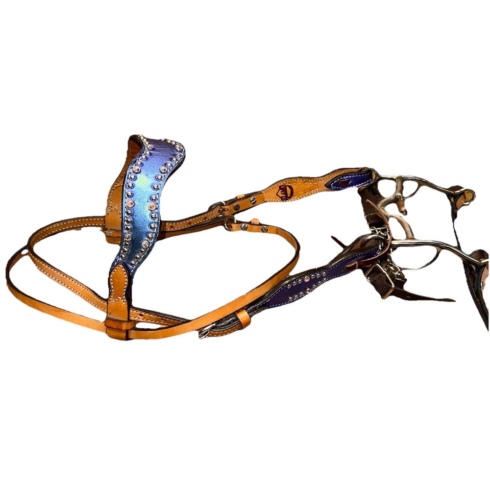 Circle Y Browband Headstall Bit‎ Bridle Reins Metallic Purple Bling Show Set